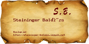 Steininger Balázs névjegykártya